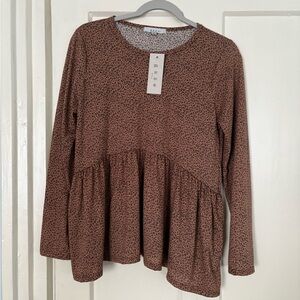 NWT Cheetah Peplum Blouse